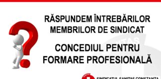 RĂSPUNDEM ÎNTREBĂRILOR MEMBRILOR DE SINDICAT – CONCEDIUL PENTRU FORMARE PROFESIONALĂ